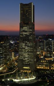 Preview wallpaper yokohama landmark tower, skyscraper, buildings, japan, city, night