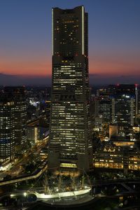 Preview wallpaper yokohama landmark tower, skyscraper, buildings, japan, city, night