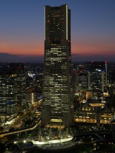 Preview wallpaper yokohama landmark tower, skyscraper, buildings, japan, city, night