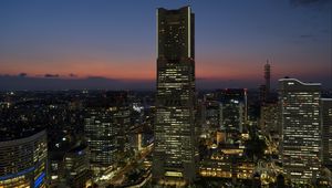 Preview wallpaper yokohama landmark tower, skyscraper, buildings, japan, city, night