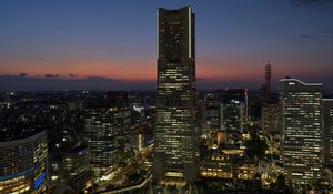 Preview wallpaper yokohama landmark tower, skyscraper, buildings, japan, city, night