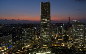 Preview wallpaper yokohama landmark tower, skyscraper, buildings, japan, city, night