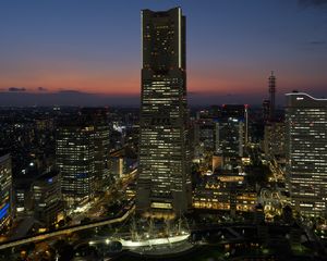 Preview wallpaper yokohama landmark tower, skyscraper, buildings, japan, city, night