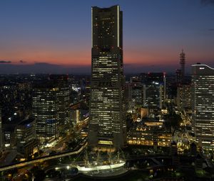 Preview wallpaper yokohama landmark tower, skyscraper, buildings, japan, city, night