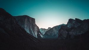 Preview wallpaper yosemite valley, mountains, night, stars