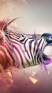 Preview wallpaper zebra, head, bands, explosion, fantasy