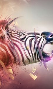 Preview wallpaper zebra, head, bands, explosion, fantasy