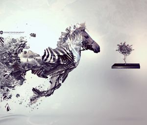 Preview wallpaper zebra, surrealism, inspiration