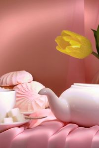 Preview wallpaper zephyr, tea, sugar, teapot, tulip