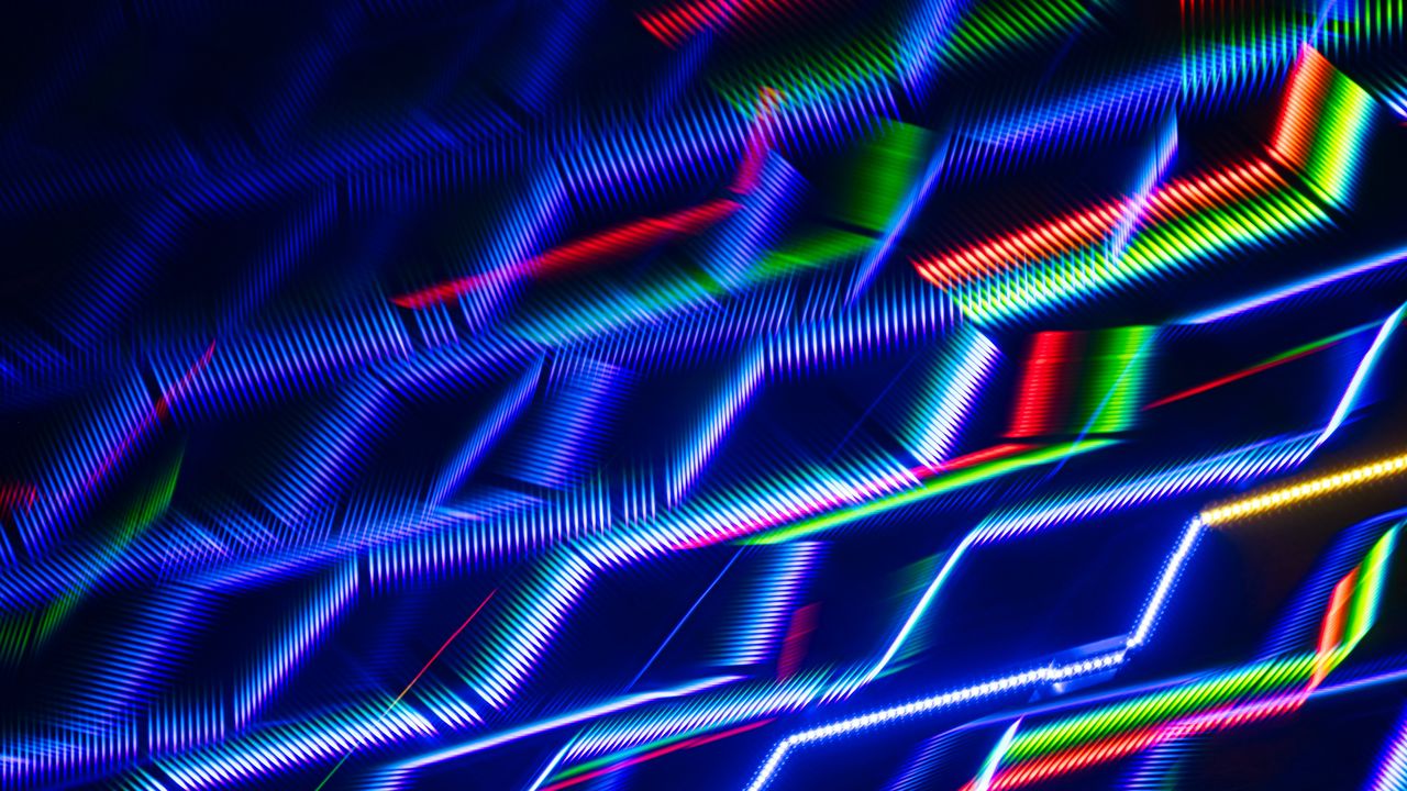 Wallpaper zigzags, rhombuses, lines, lights, long exposure, abstraction