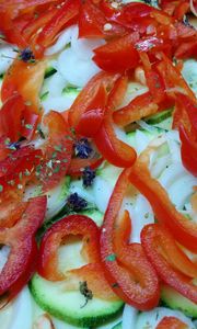 Preview wallpaper zucchini, pepper, sliced, vegetables